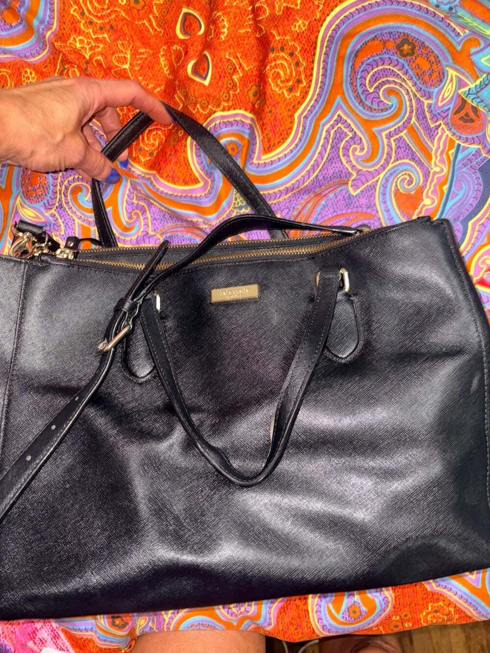 Kate Spade New York Laurel Way Leighann Black Saffiano Leather Satchel